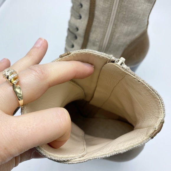 MaxMara size 38 / 8 Canvas and Leather Lace up Mid Calf Booties - Picture 7 of 9